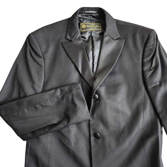 Vtg Loro Piana Lubiam 1911 Satin Tuxedo Blazer Men's 42 XL Black Formal Y2K Prom